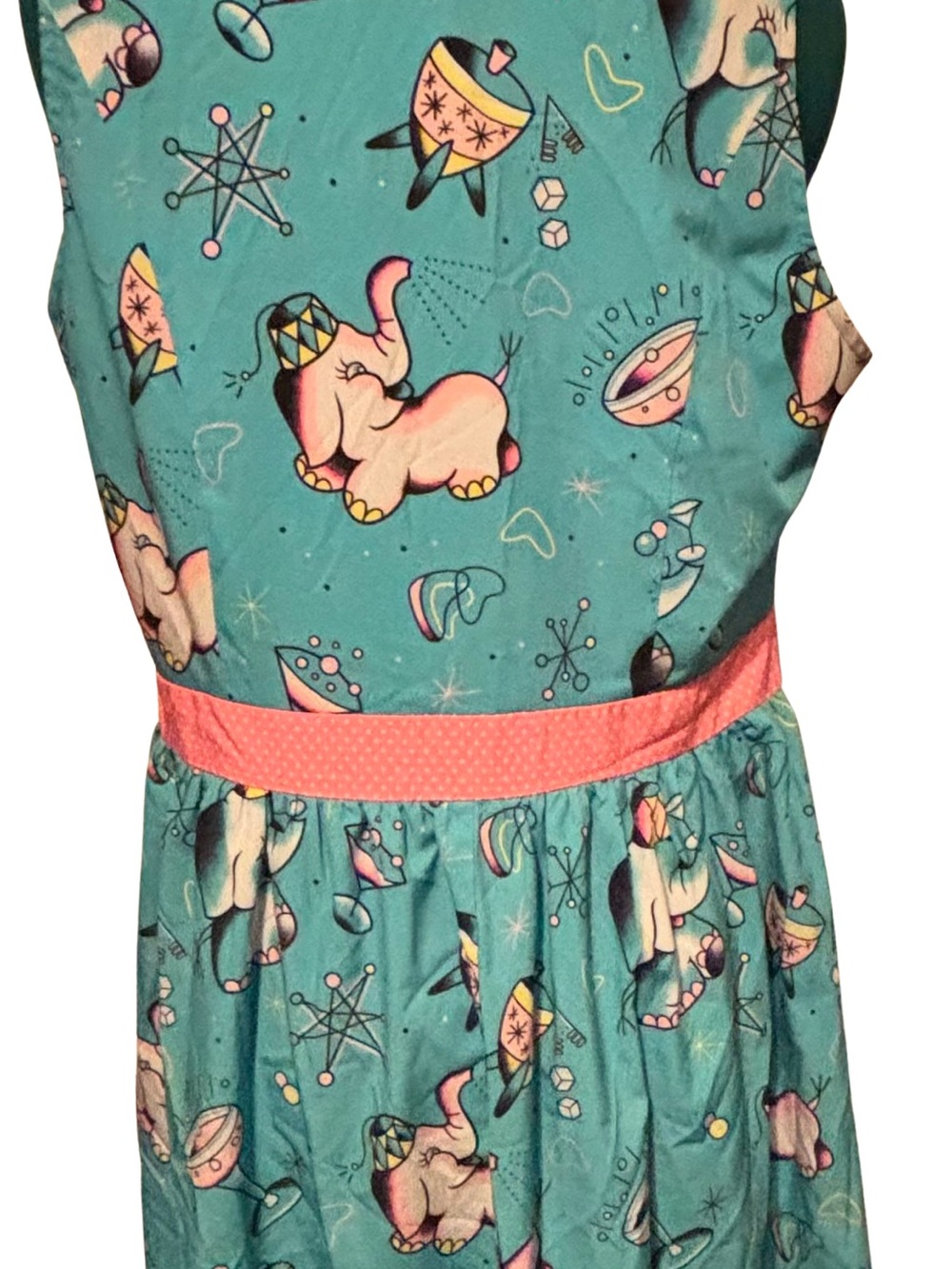 Sourpuss Light Blue and Pink Elephant Circus Pinup Dress - XXL - Picture 4 of 4